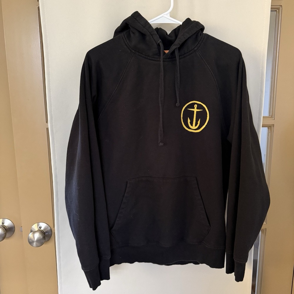 Captain Fin Men's Medium Black  Anchor Pullover‎ Hoodie Sweatshirt